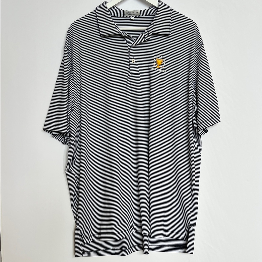 Peter Millar Quail Hollow Carolina CAT Stripe Black White Performance Polo XXL